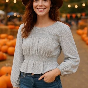 Universal Thread Smocked Peplum Blouse SZ M – Boho Cottagecore Fall Festival